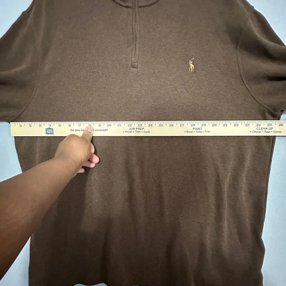 Polo Ralph Lauren‎ Mens XXL Estate Rib Quarter Zip Pullover Brown Pony Logo